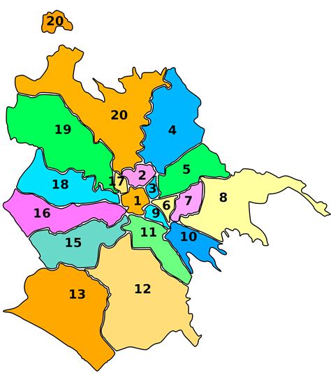 Mapa Y Plano De 19 Distritos Municipi Y Barrios De Roma