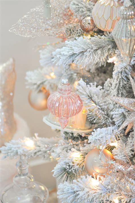 2pk christmas rose gold holly decor bauble poinsettia flower clipon g3167uk. Kara's Party Ideas Blush Pink Vintage-Inspired Tree | Michaels Dream Tree Challenge 2016 | Kara ...