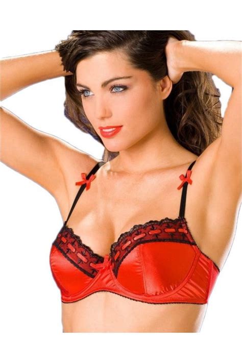 Ladies Camille Red Padded Underwired Satin Ribbon Lingerie Womens Bra