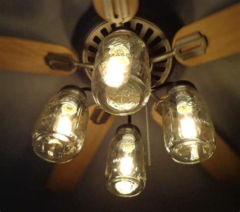 Mason Jar Ceiling Fan Light Kit Only With New Quarts Rustic Etsy