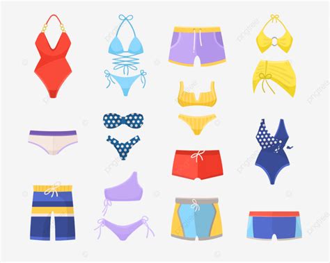 Male And Female Swimwear Vector Illustrations Set Clothes Fashion