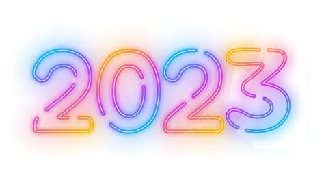 2023 새해 화려한 글꼴 네온 2023 새해 연하 Png 일러스트 및 Psd 이미지 무료 다운로드 Pngtree