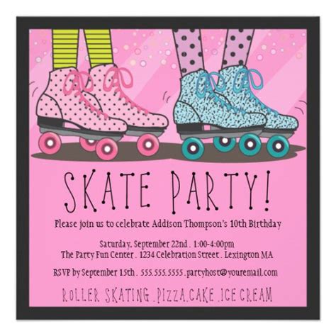 Free Roller Skate Invitation Template Roller Skating Party Invitations Roller Skating