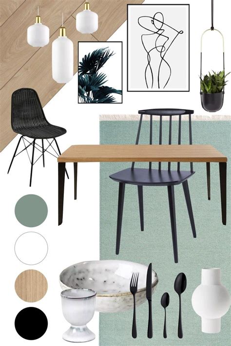 Mes planches déco pour meubler une maison neuve | Salle à manger verte