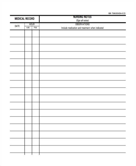 Nurse Notes Printable Form Printable Forms Free Online