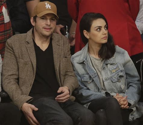 Mila Kunis And Ashton Kutcher At La Lakers Vs Philadelphia Ers Game