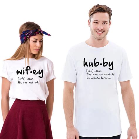 Enjoythespirit Couple Tshirt Hubby Wifey Definition Summer Casual O