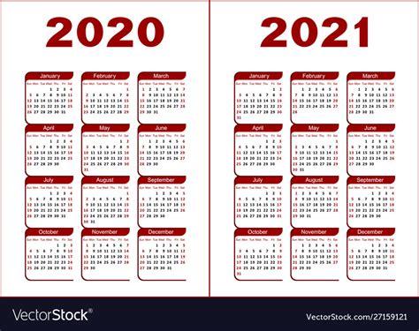 2020 And 2021 Calendar Free Letter Templates
