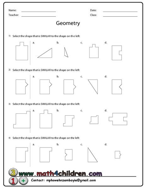 Geometry Worksheet For 4th Grade Lesson Planet