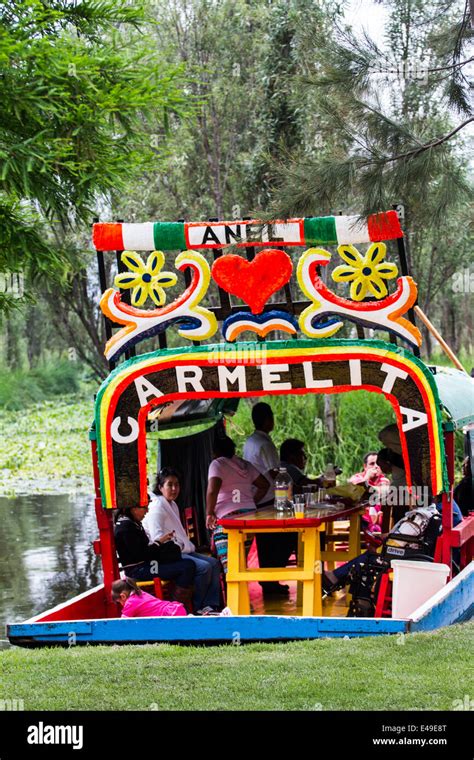 Xochimilco Trajineras In Mexico City Ancient Traditional Ride In The