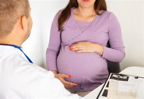 Pregnant Girl At The Doctor S Consultation Urinalysis Study Bacteria