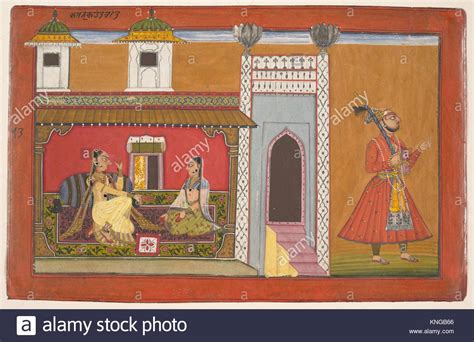 a courtesan and her lover estranged by a quarrel page from a rasamanjari series artist
