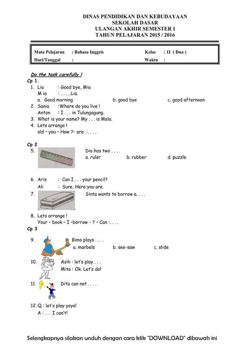 Soal Ukk Kelas X Bahasa Inggris / 32+ Contoh Soal Bahasa Inggris Kelas