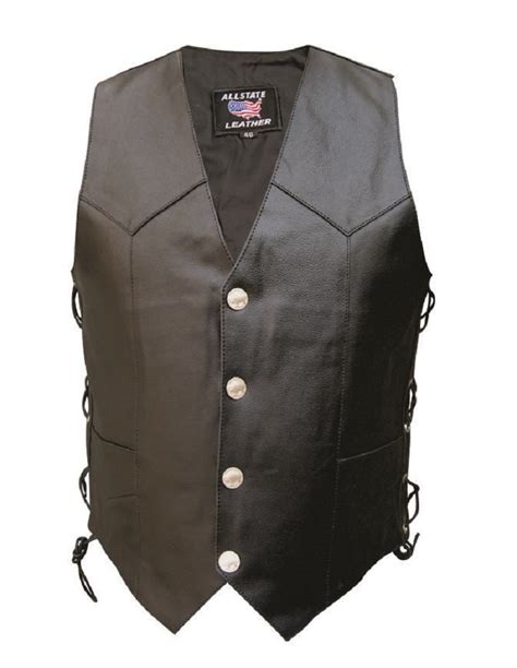 Men S Side Laced Leather Vest With Buffalo Snaps