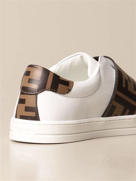 Fendi Slip On Sneakers In Leather With Ff Band White Shoes Fendi