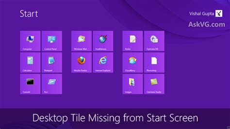 Fix Desktop Or Other Apps Tile Missing On Start Screen