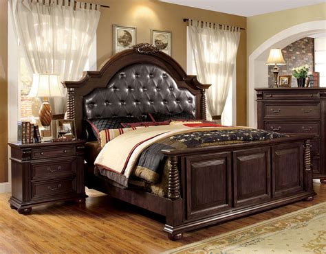 Allexia Queen Brown Cherry English Bed Bedroom Furniture