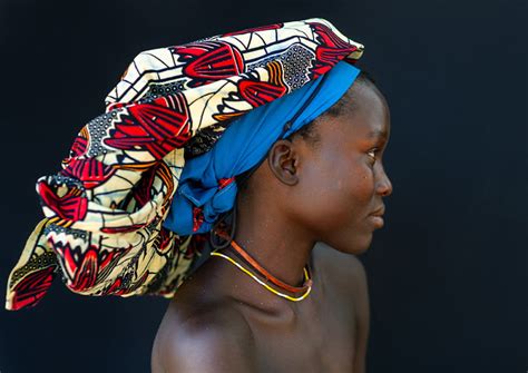 portrait of a mucubal tribe women wearing colorful headwears namibe province virei angola a