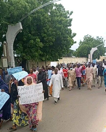 protesters hit kano government house in defiance of police order p m news