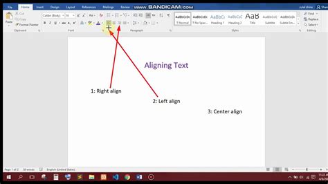 Aligning Text In Ms Word Youtube