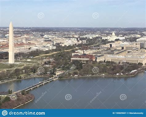 Aerial View Of Washington Dc Skyline Stock Image Image Of Monuments