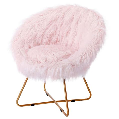 Birdrock Home Pink Faux Fur Papasan Chair With Pale Gold Legs Kids