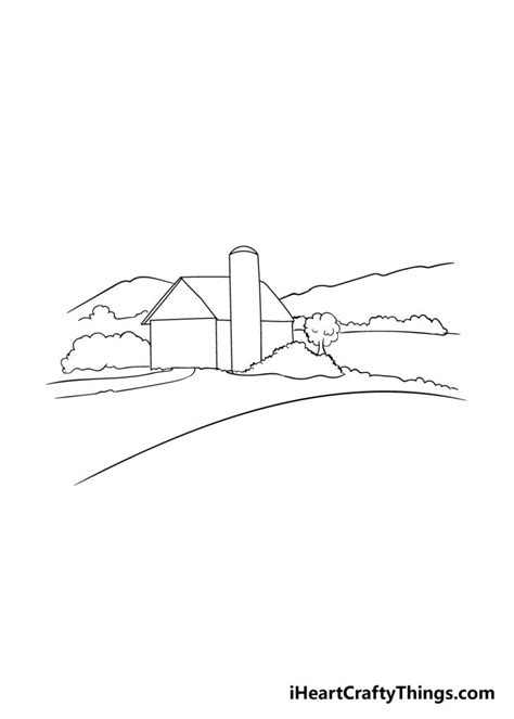 Farm Drawing How To Draw A Farm Step By Step