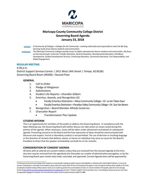 Pdf Maricopa County Community College District Governing Board