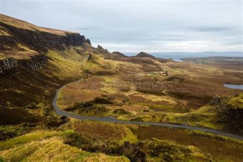 Landscape Around Quiraing Isle Of Skye Scotland United Kingdom Stock