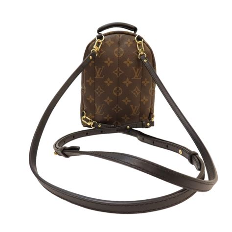 Louis Vuitton Lv 路易威登 棕色 緹花帆布 Palm Spring Mini 後背包 金扣 M44873 【二手名牌brand