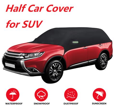 Black T Half Car Cover Waterproof Sun Shade Sunscreen Cover All Weather Uv Snow Resistant All