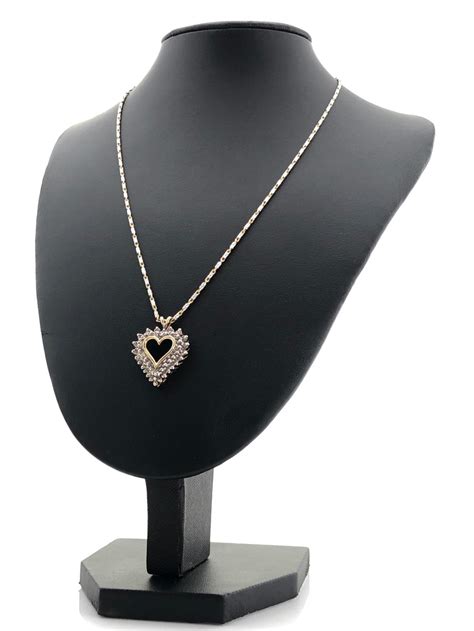 Lot 14k Two Tone Gold Diamond Heart Pendant Necklace