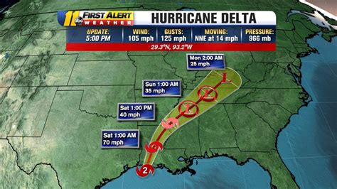 Hurricane Delta Landfall Timeline Category 2 Hurricane Delta Makes
