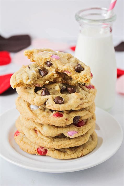 In the bowl of a stand mixer with paddle attachment, combine melted and cooled butter, both sugars, vanilla and salt. The Baker Upstairs: Valentine M&M Cookies