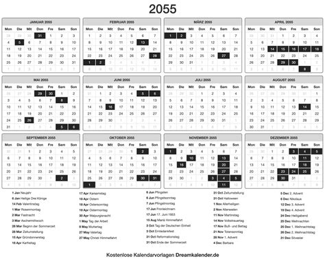 Welche feiertage gibt es 2021? Druckbare Kalender 2055 - Dream Kalender