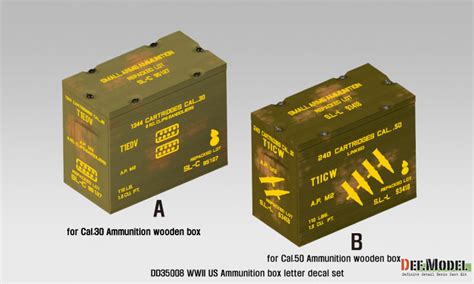 Wwii Us Ammunition Box Lettter Decal Set Def Model Dd35008