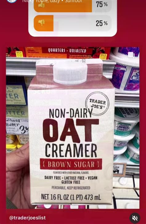 Trader Joe S Non Dairy OAT Creamer Rated 75 Trader Joe S List