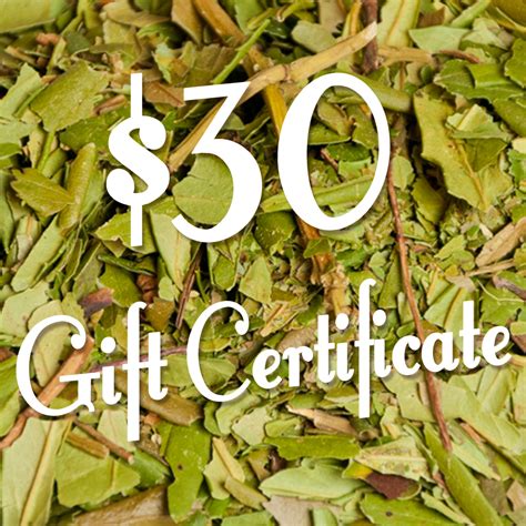 30 00 Gift Certificate Paper Living Earth Herbs Organic Bulk