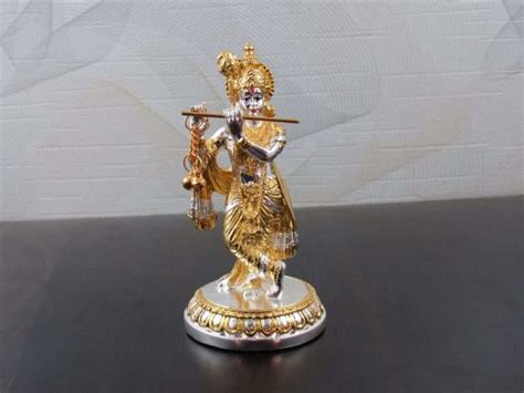 Goldtideas 999 Silver And 24k Gold Plated Lord Krishna Idol For