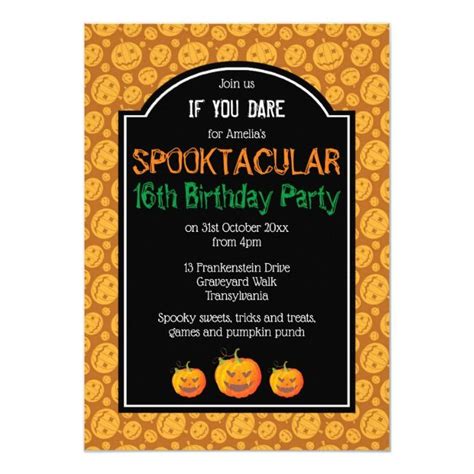 Spooktacular Pumpkin Party Invitation Birthday Halloween