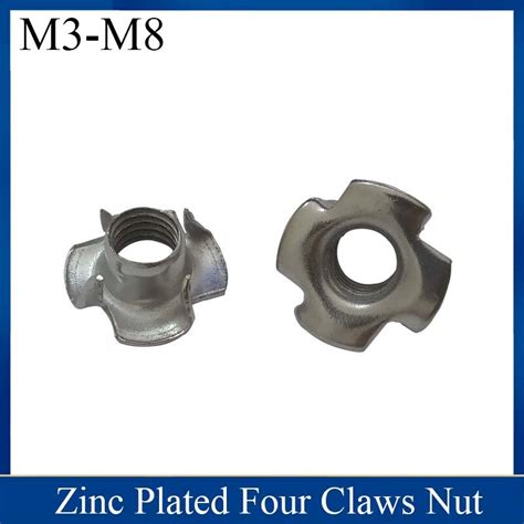 Zinc Plated M3 M4 M5 M6 M8 Four Claws Nut Speaker Nut T Nut Blind