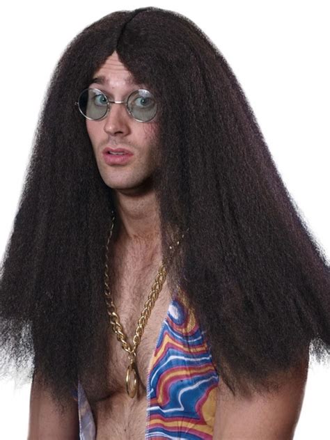 26 Brown 1960 S Style Groovy Hippy Long Men Adult Halloween Wig Costume Accessory One Size