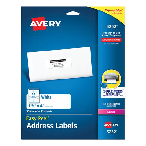 Avery 08162 Easy Peel White Address Labels With Sure Feed Technology