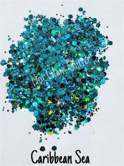 Caribbean Sea Chunky Holographic Glitter Mix Teal Glitter Etsy