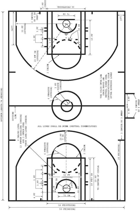 Basketball Court Dimensions Nba Basketball Court Basketball Court