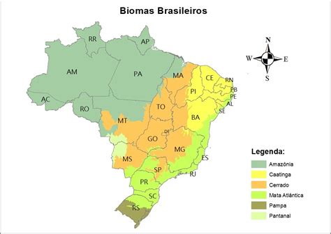 No Mapa Estão Representados Os Biomas Brasileiros ENSINO