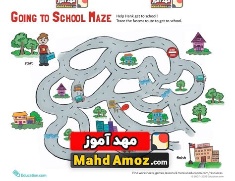 کاربرگ School Maze مهدآموز زبان انگیسی کودک و نوجوان