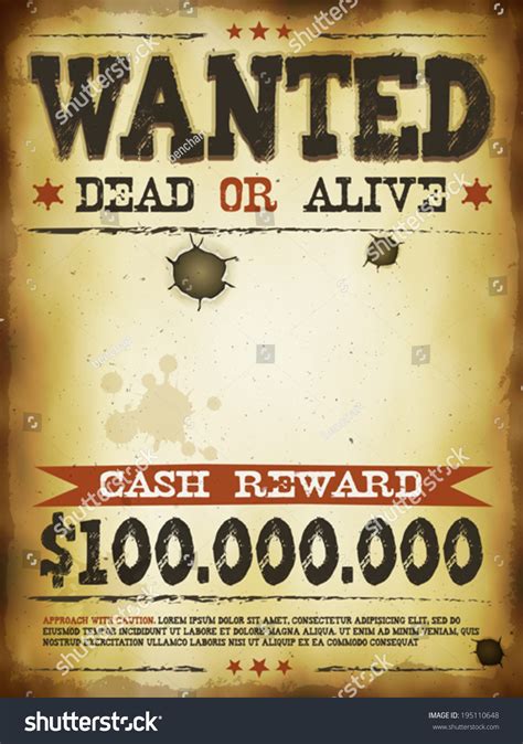 wanted vintage western poster illustration vintage stock