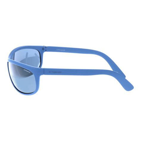Rounded Bottom Rectangle Wrap Around Sport Sunglasses Steel Blue Polaroid Touch Of Modern