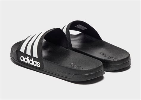 Black Adidas Cloudfoam Adilette Slides Jd Sports